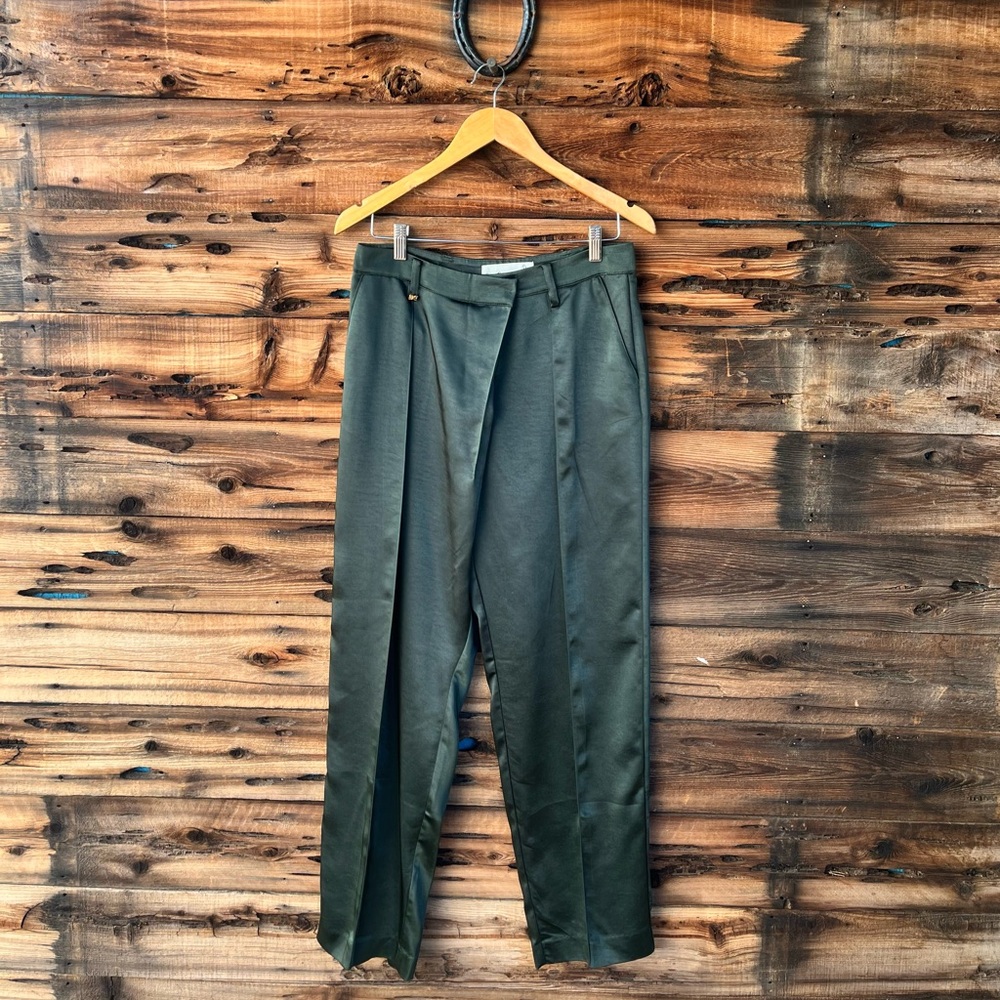SAM EDELMAN | Satin Green Trouser Pants 4